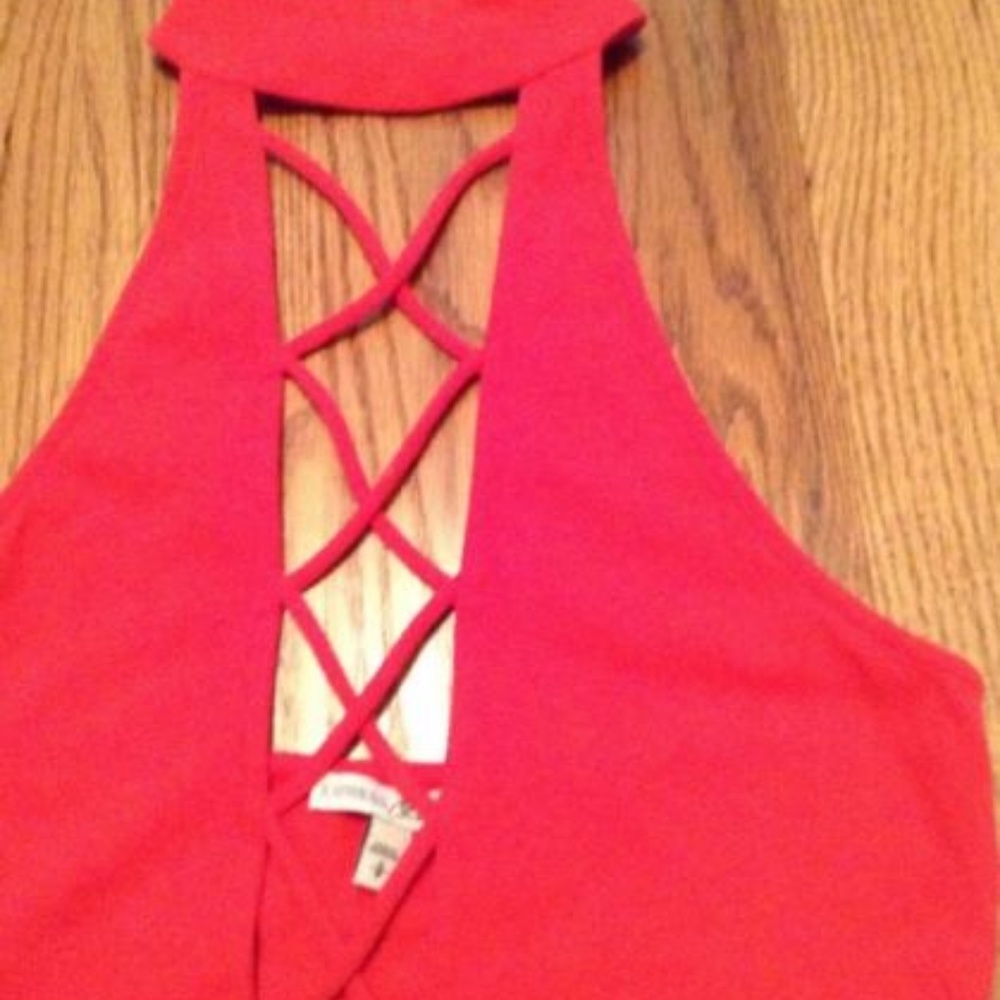 Express Large Thong Bodysuit Red Lace Up A114 - Picture 5 of 7